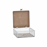 Decoratieve Doos DKD Home Decor Wit Bruin Hout Metaal Aluminium 16 x 16 x 6 cm - thumbnail