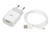 Netoplader iBOX C-41 USB 2A, 1 USB-poort, microUSB-kabel, Wit - thumbnail