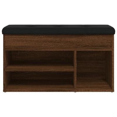 Schoenenbank 82x32x45,5 cm bewerkt hout bruin eikenkleur Schoenenbank 82x32x45,5 cm bewerkt hout bruin eikenkleur