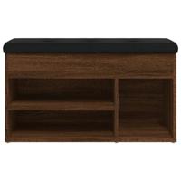 Schoenenbank 82x32x45,5 cm bewerkt hout bruin eikenkleur - thumbnail