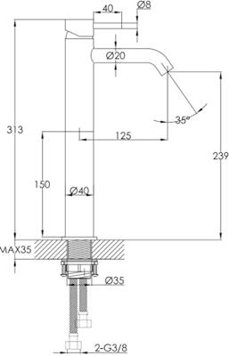 Saqu Eurotrend verhoogde wastafelkraan gunmetal