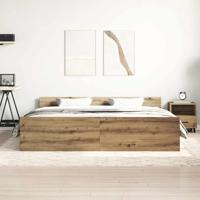 Bedframe zonder matras spaanplaat artisanaal eikenkleurig - thumbnail