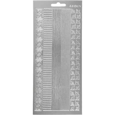 Creativ Company Stickers, randen, vel 10x23 cm, zilver, 1 vel