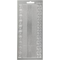 Creativ Company Stickers, randen, vel 10x23 cm, zilver, 1 vel - thumbnail