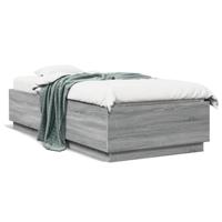 Bedframe met LED-verlichting grijs sonoma eikenkleurig 90x200cm - thumbnail