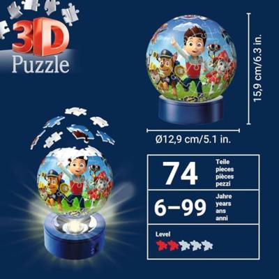 Ravensburger 3d puzzel paw patrol nachtlamp, 72st.