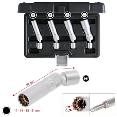 KS Tools 517.1145 3/8 bougieset, 4-delig, magnetisch met scharnier KS Tools 517.1145 3/8 bougieset, 4-delig, magnetisch met scharnier