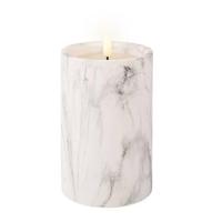 Ledkaars Marble wit 16,5cm hoog - thumbnail
