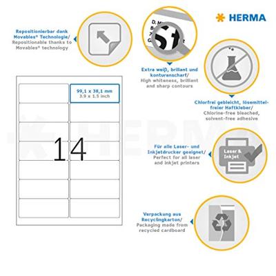 Etiket herma 10016 99.1x38.1mm verw wit 350st | 32 stuks
