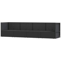 4-delige Loungeset met kussens poly rattan zwart - thumbnail