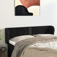 Hoofdbord met randen 147x23x78/88 cm fluweel zwart - thumbnail