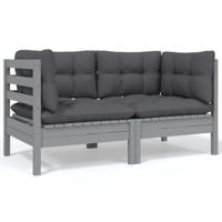8-delige Loungeset met antracietkleurige kussens grenenhout - thumbnail