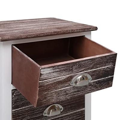 VidaXL Nachtkastje 38x28x45 cm paulowniahout bruin en wit VidaXL Nachtkastje 38x28x45 cm paulowniahout bruin en wit