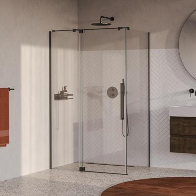 BRAUER Stellar douchecabine met draaideur helder glas 120x100x200 omkeerbaar incl. glascoating PVD gunmetal geborsteld BRAUER Stellar douchecabine met draaideur helder glas 120x100x200 omkeerbaar incl. glascoating PVD gunmetal geborsteld