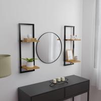 Wandschappen 2 st 25x25x75 cm massief acaciahout en staal - thumbnail