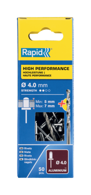 Rapid Blindklinknagels High Performance | Ø4 x 10 mm | Incl. Boor | 50 Stuks - 5001459