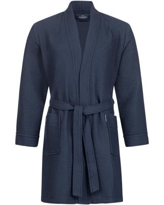Morgenstern Morgenstern badjas Sascha Kimono wafelstof kort 100cm Navy Blue L