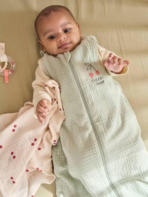 Speciale zomerslaapzak met centrale opening CHERRY saliegroen