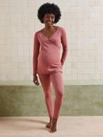 Set van 2-delige pyjama voor zwangerschap en borstvoeding van biologisch katoen* oudroze - thumbnail