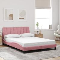 Bedframe met hoofdeinde fluweel roze 120x200 cm - thumbnail