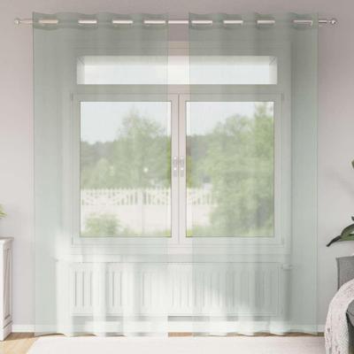 VidaXL Gordijnen voile met doorvoertules 2 st 140x225 cm lichtgrijs