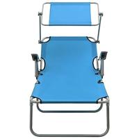 Ligbed met luifel staal staalblauw - thumbnail