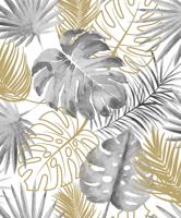 DUTCH WALLCOVERINGS Behang monstera bladeren zwart - thumbnail