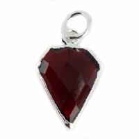 Edelsteen Hanger Granaat Diamantvorm - Verzilverd - 15 x 12 mm - thumbnail