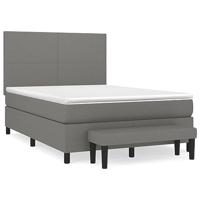 Boxspring met matras stof donkergrijs 140x190 cm - thumbnail