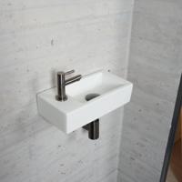 Fonteinset Mat Wit Wiesbaden Color Gun Metal (kraangat links) - thumbnail