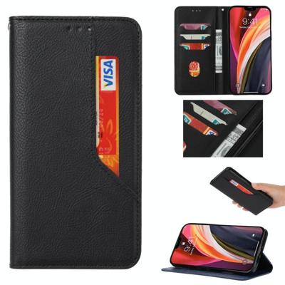 Voor Samsung Galaxy A20s Magnetic Horizontal Flip Leather Case met Holder & Card Slots & Wallet(Zwart)