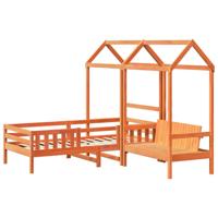 Kinderbed met huisje en bankje massief grenenhout 100x200 cm - thumbnail