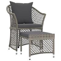 2-delige Loungeset met kussens poly rattan grijs - thumbnail