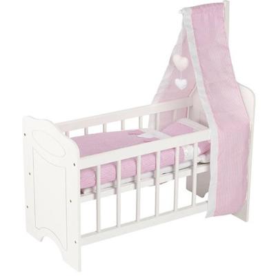 Goki poppenbedje met hemel junior 63 x 31,5 cm hout wit/roze