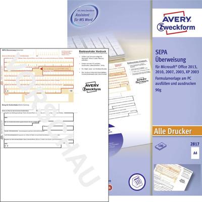 Avery-Zweckform Overschrijvingsformulier SEPA-Überweisung DIN A4 Aantal paginas: 100 2817