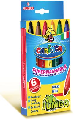 Carioca viltstift Jumbo Superwashable 6 stiften in een kartonnen etui
