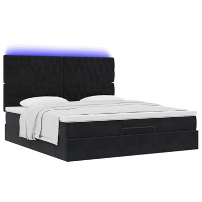 Ottoman bed met matrassen en LED's 180x200cm fluweel zwart
