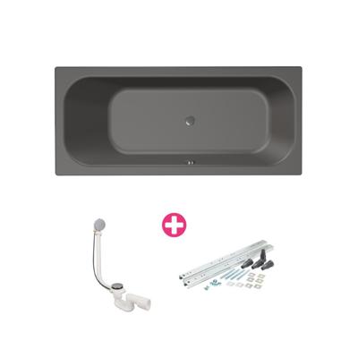 Xenz Aruba Ligbad - 190x80x48 - afvoer Midden - acryl - antraciet 6894-05