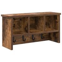 Wandgemonteerde kapstok met plank Gerookt eiken 50 x 16 x 26 cm - thumbnail