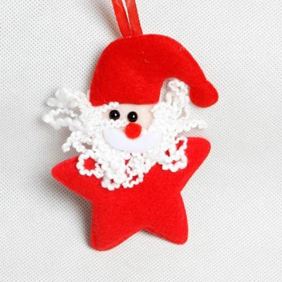 24 PCS Christmas Red Woven Pendant Beard Santa Claus Five-Pointed Star Pendant Ornament