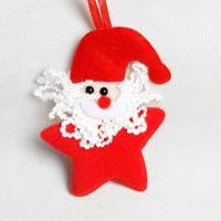 24 PCS Christmas Red Woven Pendant Beard Santa Claus Five-Pointed Star Pendant Ornament - thumbnail