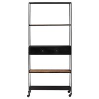 Boekenkast 90x35x180 cm ruw mangohout en ijzer - thumbnail