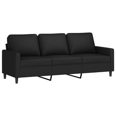 3-delige Loungeset met kussens fluweel zwart - thumbnail