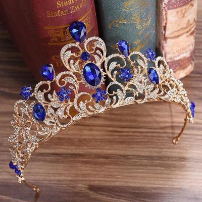 Crystal bruiloft kroon bruid kroon hoofdband accessoires haar juwelen ornamenten (blauw)