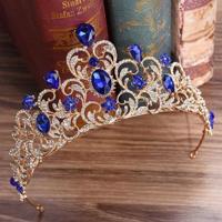 Crystal bruiloft kroon bruid kroon hoofdband accessoires haar juwelen ornamenten (blauw) - thumbnail