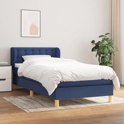 Boxspring met matras stof blauw 100x200 cm - thumbnail