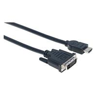 Manhattan 372510 DVI-kabel DVI / HDMI Adapterkabel DVI-D 24+1-polige stekker, HDMI-A-stekker 3.00 m Zwart Vergulde steekcontacten, UL gecertificeerd - thumbnail