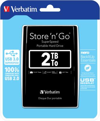 Verbatim Store n Go 2 TB Externe harde schijf (2,5 inch) USB-A 3.2 Gen 1 Zwart 53177