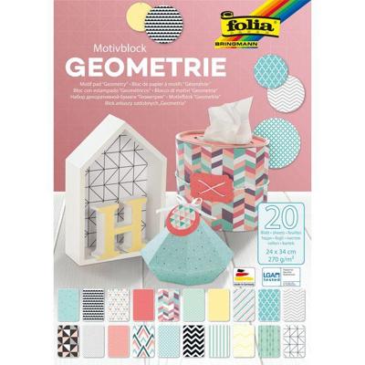 Papierblok folia geometrie 24x34cm 270gr 20vel ass | 5 stuks