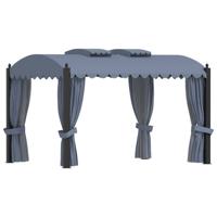 Prieel met gordijnen 3x4 m staal antraciet - thumbnail